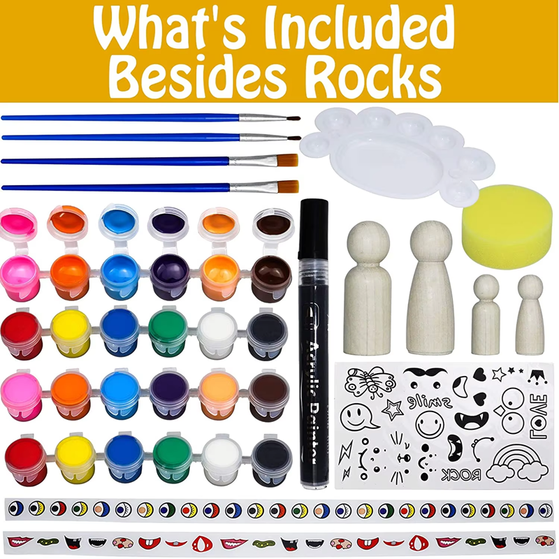 Rock Painting Kit Kids DIY Art Crafts Waterproof Paint Stone Art Painting Sets