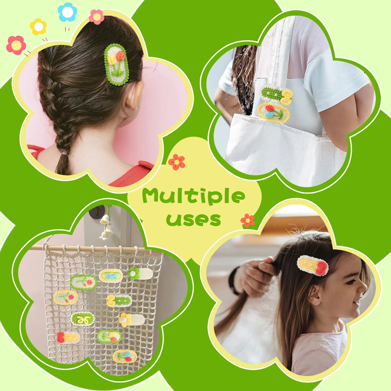 New DIY Crochet Hairpin Set for Beginner Wool Yarn Handwork Knitting Sweet Style Hair Clips Weaving Kit