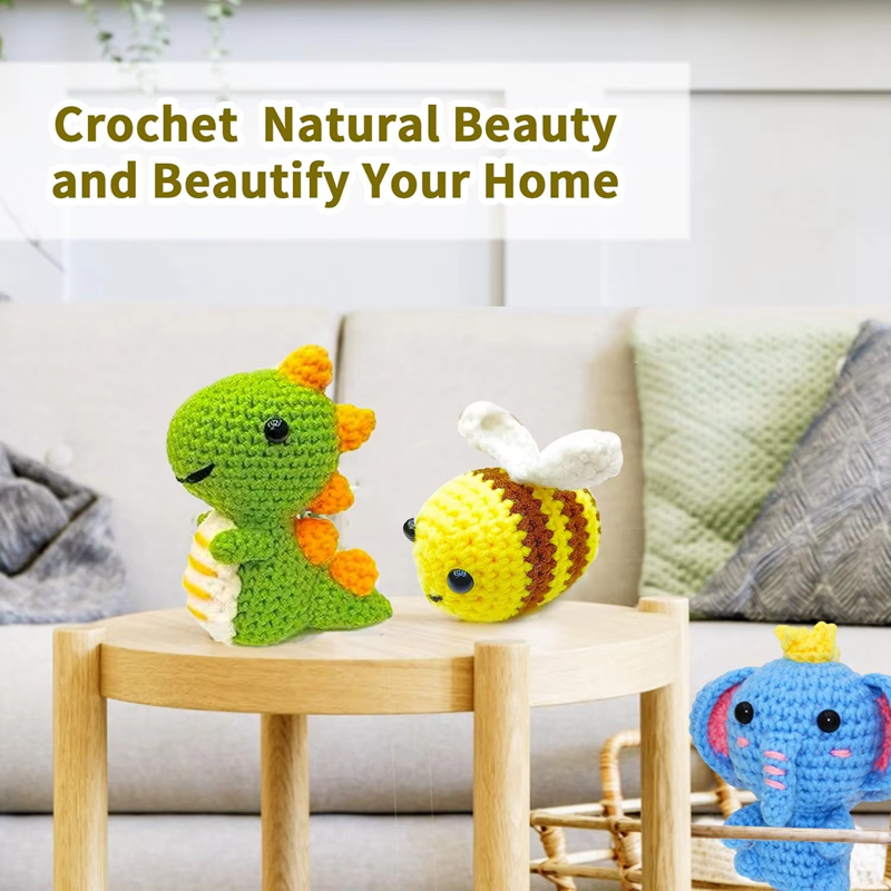 Unisex Crochet Kit for Beginners Animal Knitting with Step-by-Step Video Tutorials DIY Weaving Crafts Set