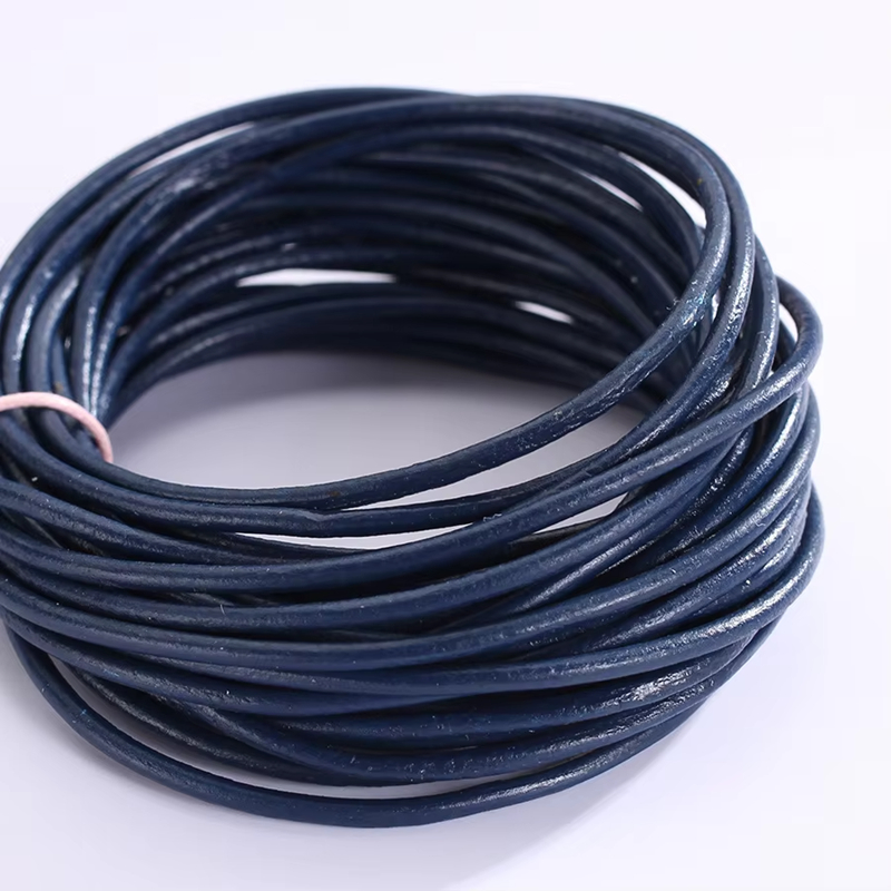 Round leather cord Solid 2 mm Natural Genuine Real Leather Cord Braiding String Natural leather supplier