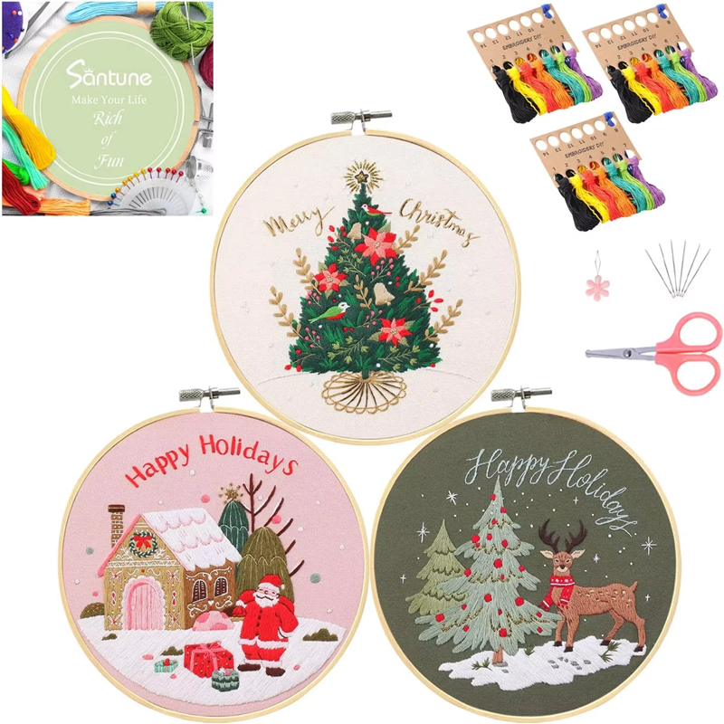 Handmade Embroidery Set Christmas Tree Pattern of Hotselling DIY Sewing Kit Gift