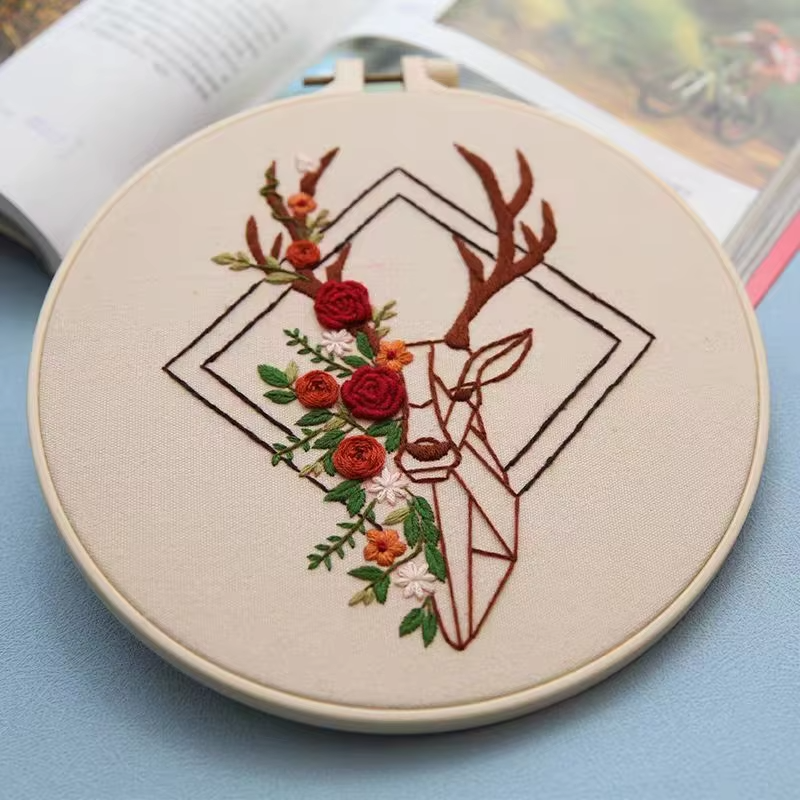 Geometric Animal Embroidery Set Novice DIY Live Room Hang Painting Cross-Stitch