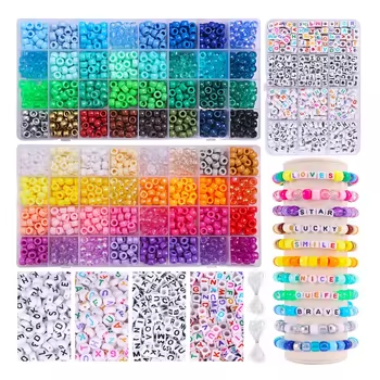 Ponny Beads Set with Square Letter Beads for Women DIY Beads Hair Weaving Beads