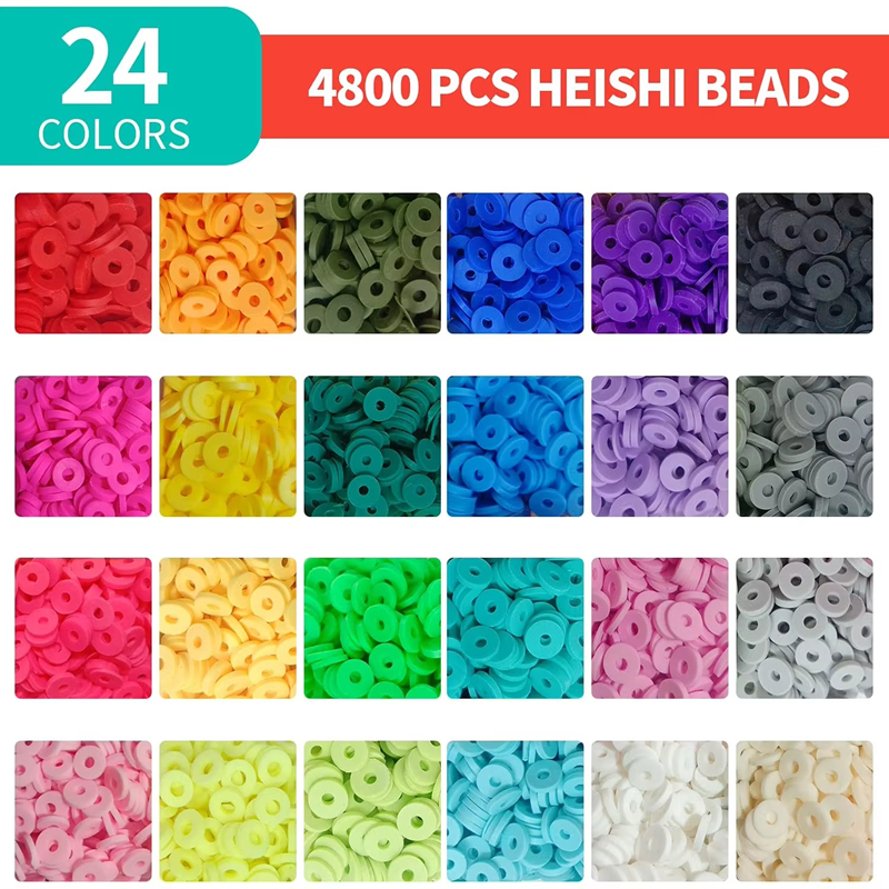 Round 6mm Clay Beads Set Polymer Clay Beads for Jewelry Making Bracelets Necklaces Keychains Kits