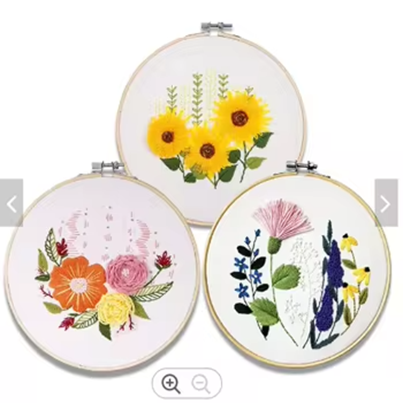 Flower Embroidery Design Beginner DIY Kits Round Cross Stitch Sewing Craft Kits