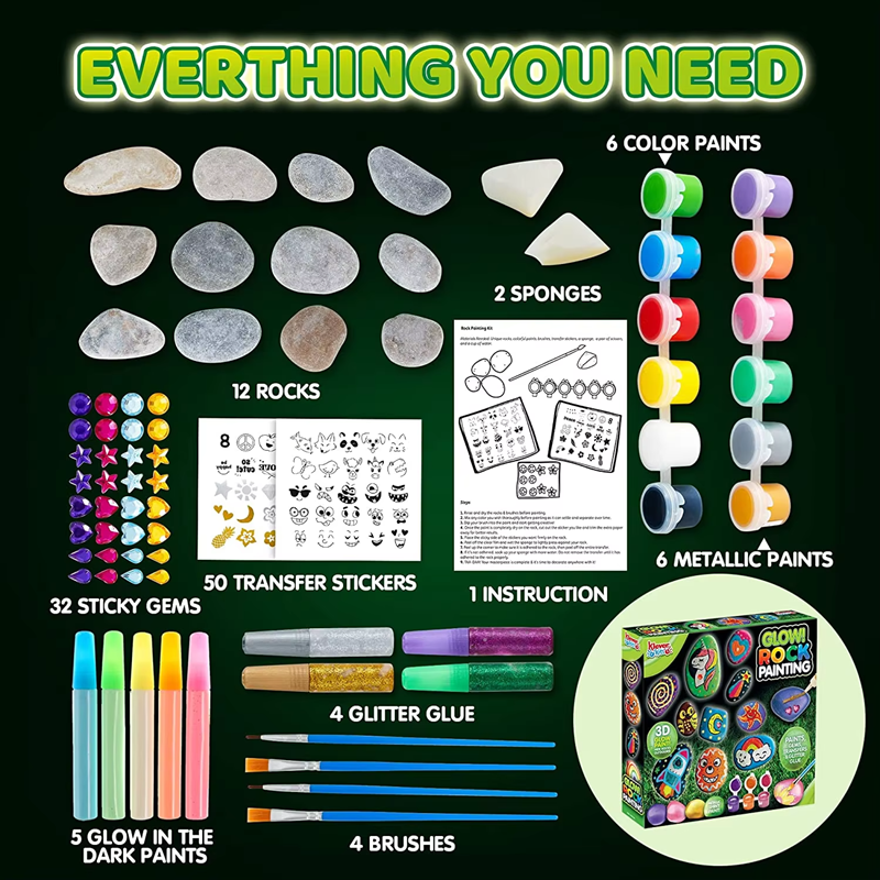 DIY Stone Rock Painting Kits Brushes Irregular Stone DIY Painting Drawing Set