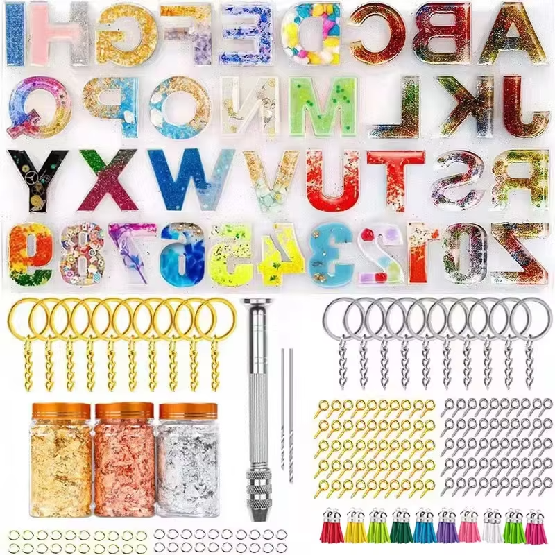 Epoxy Resin Alphabet Jewelry Making Kits Beginners Making DIY Casting Molds Set