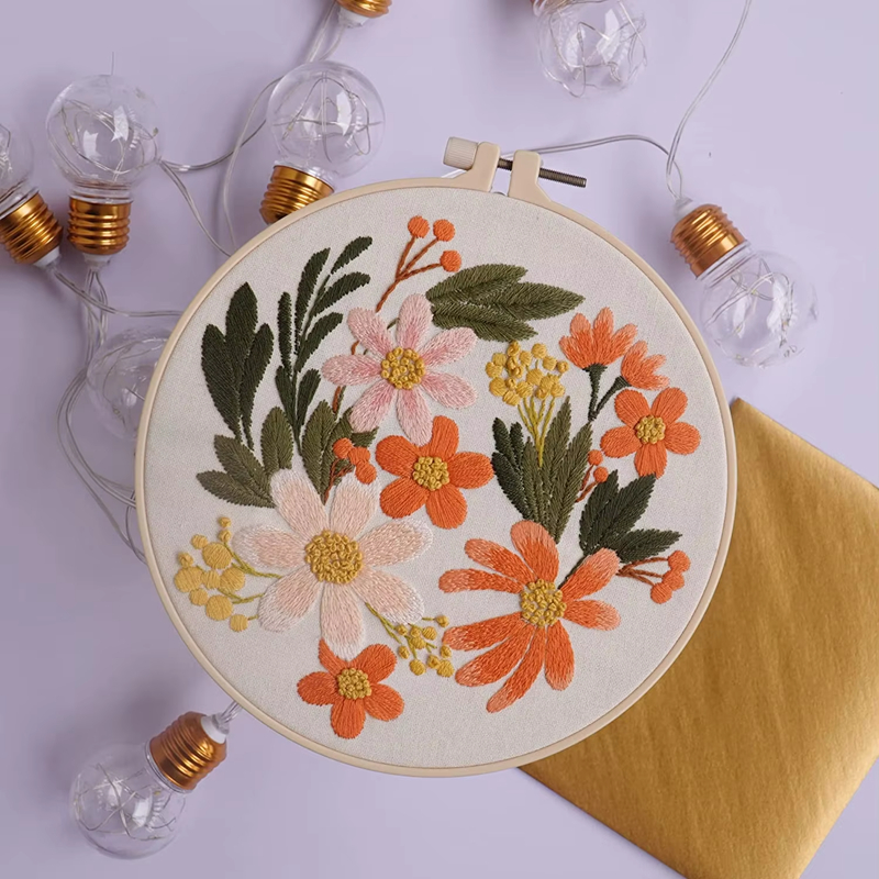 4 Sets DIY Embroidery Kit with Hoops for Beginners Easy Handy Sewing Patterns