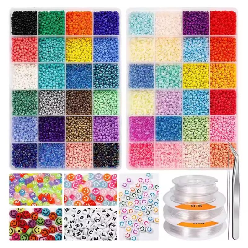 48 Color Czech Glass Seed Beads Set DIY Bracelet Necklaces Jewelry Making Kits