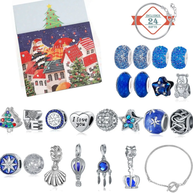 Christmas Advent Calendar Fashion Jewelry DIY Kits Girl New Years Countdown Gift