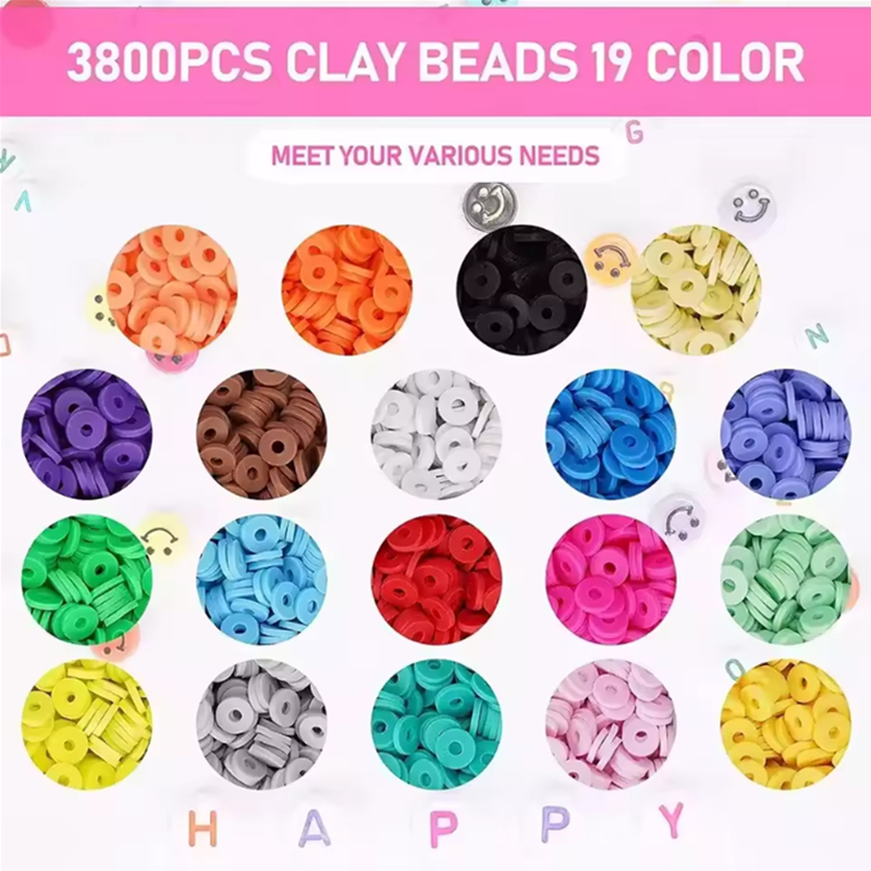 6mm Polymer Clay Beads Kit Flat Round Spacer Letter Beads DIY Jewelry Making Set