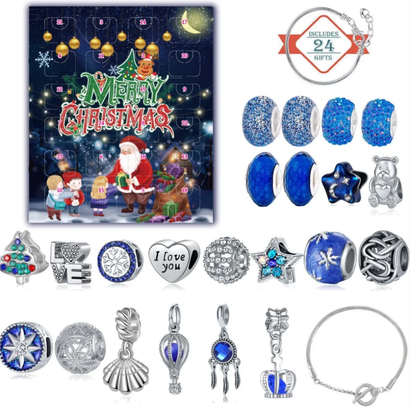 Christmas Advent Calendar Fashion Jewelry DIY Kits Girl New Years Countdown Gift