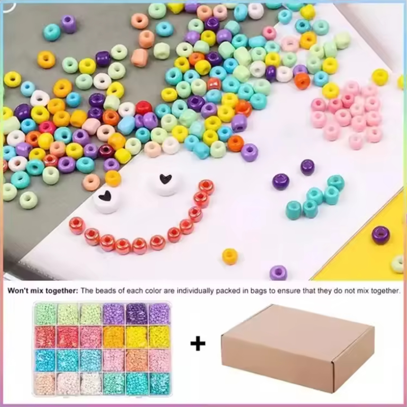 Color Glass Seed Beads and 7*4mm Letter Beads Set DIY Jewelry Making Crafts Kits