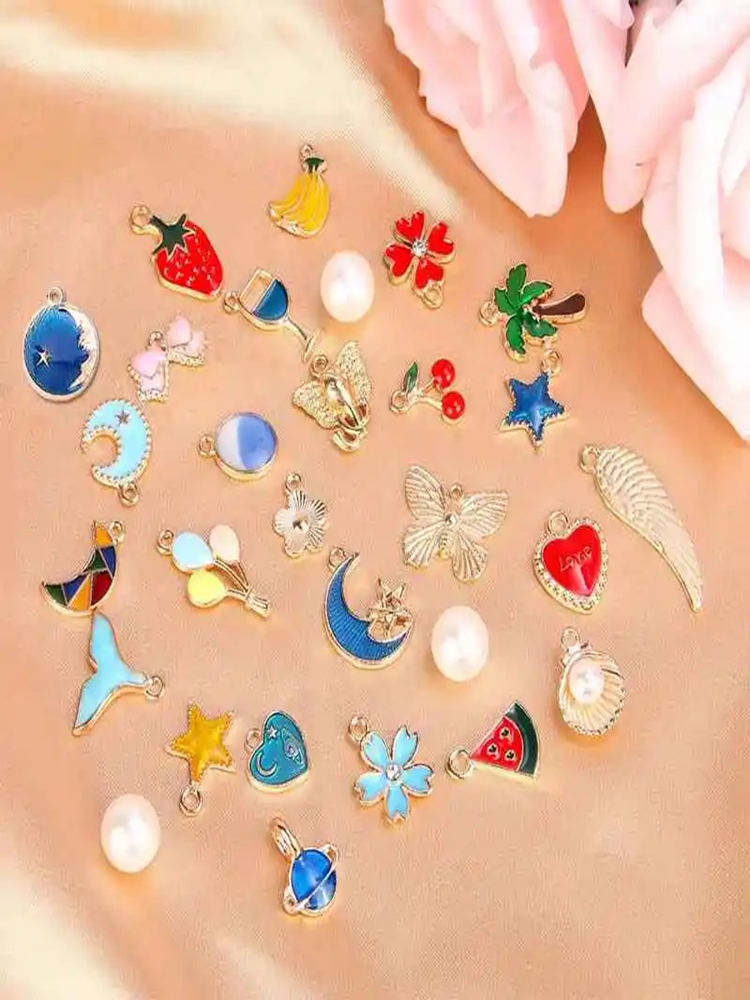 Mix Enamel Alloy Pendants DIY Making Jewelry Oil Dripping Charms Components