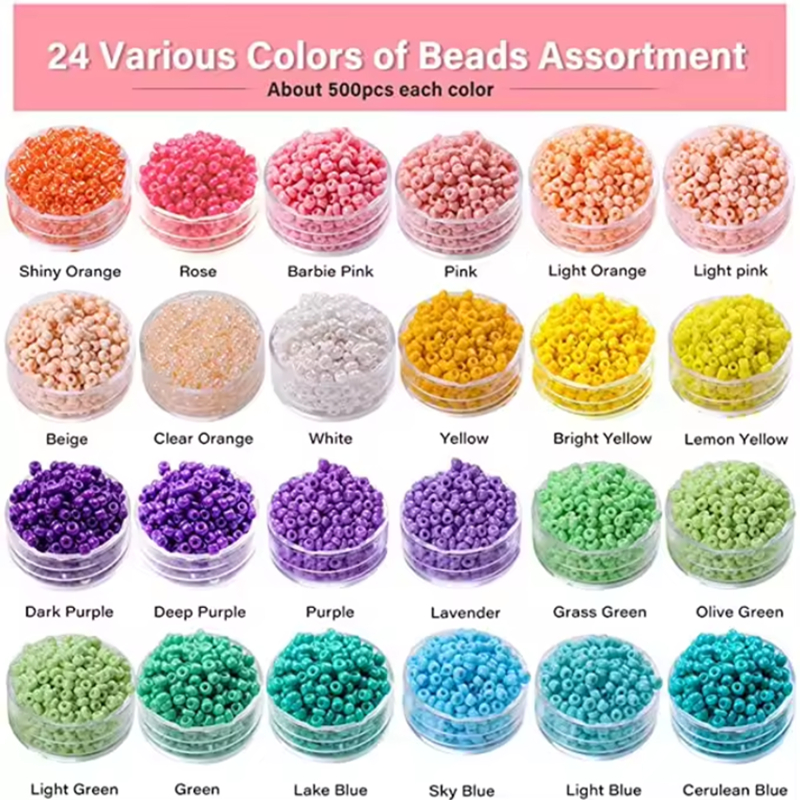 Color Glass Seed Beads and 7*4mm Letter Beads Set DIY Jewelry Making Crafts Kits