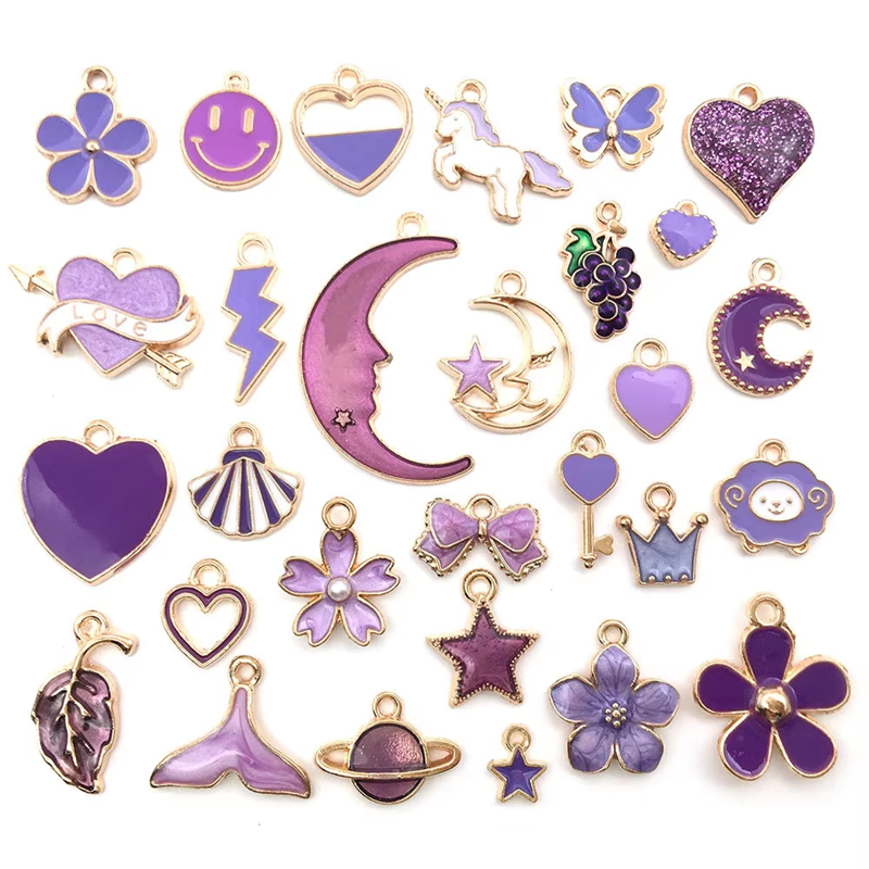 Mix Enamel Alloy Pendants DIY Making Jewelry Oil Dripping Charms Components