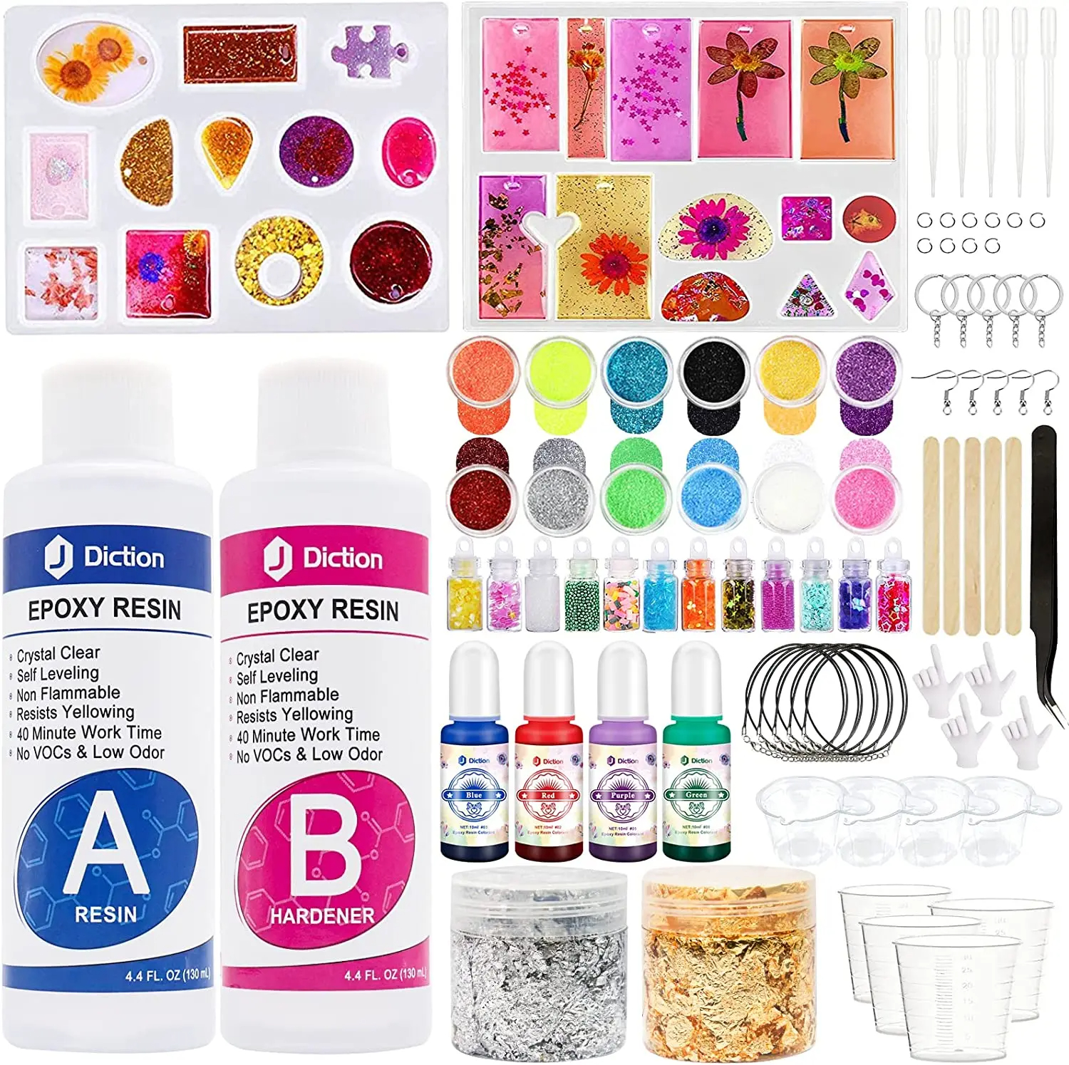 AB Resin Glue Kit DIY Jewelry Pendant with Silicone Mold Epoxy Resin Coating Set