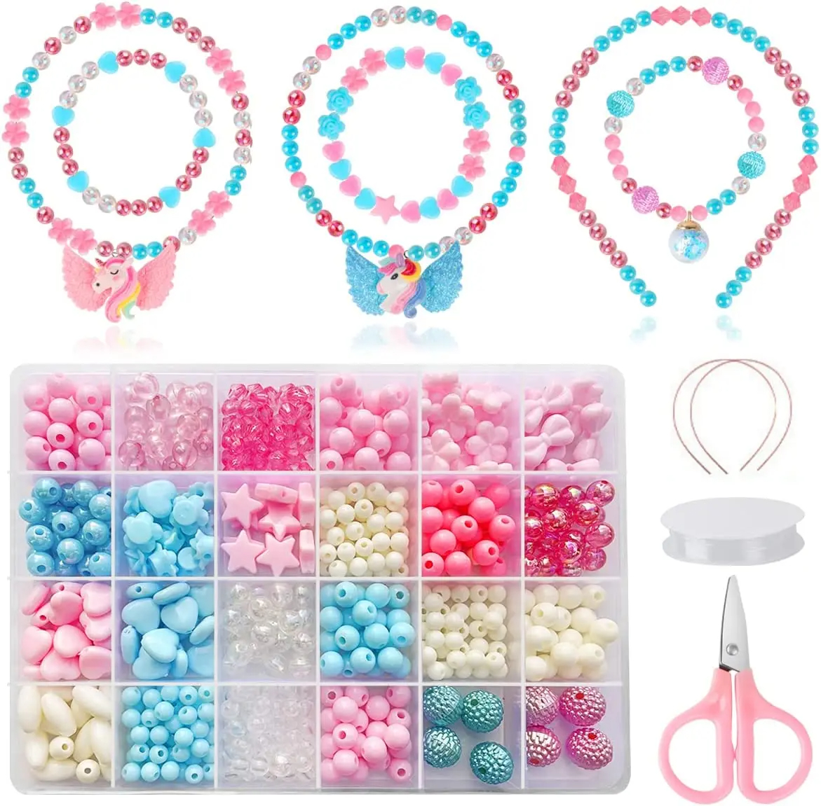 Pink & Blue Color Kids Bracelet Jewelry Art Craft Kits DIY Bracelet Making Sets