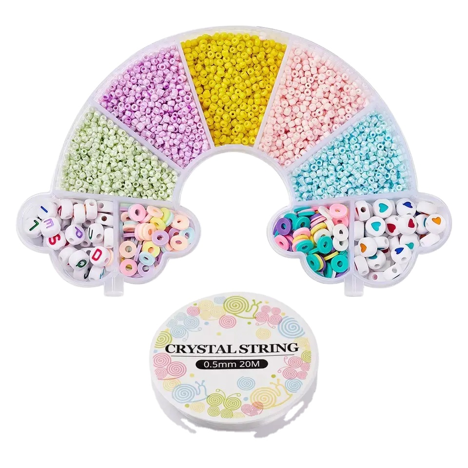 Rainbow Box Colorful Flat Round Small Glass Seed Beads DIY Jewelry Marking Kits