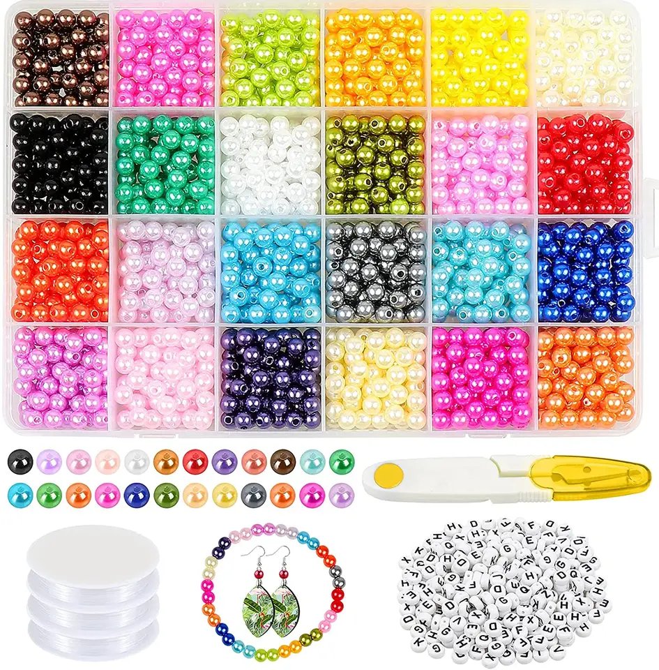 Colorful Acrylic Pearl Beads Kits GIrl DIY Artificial Pearl Jewelry Beaded Set