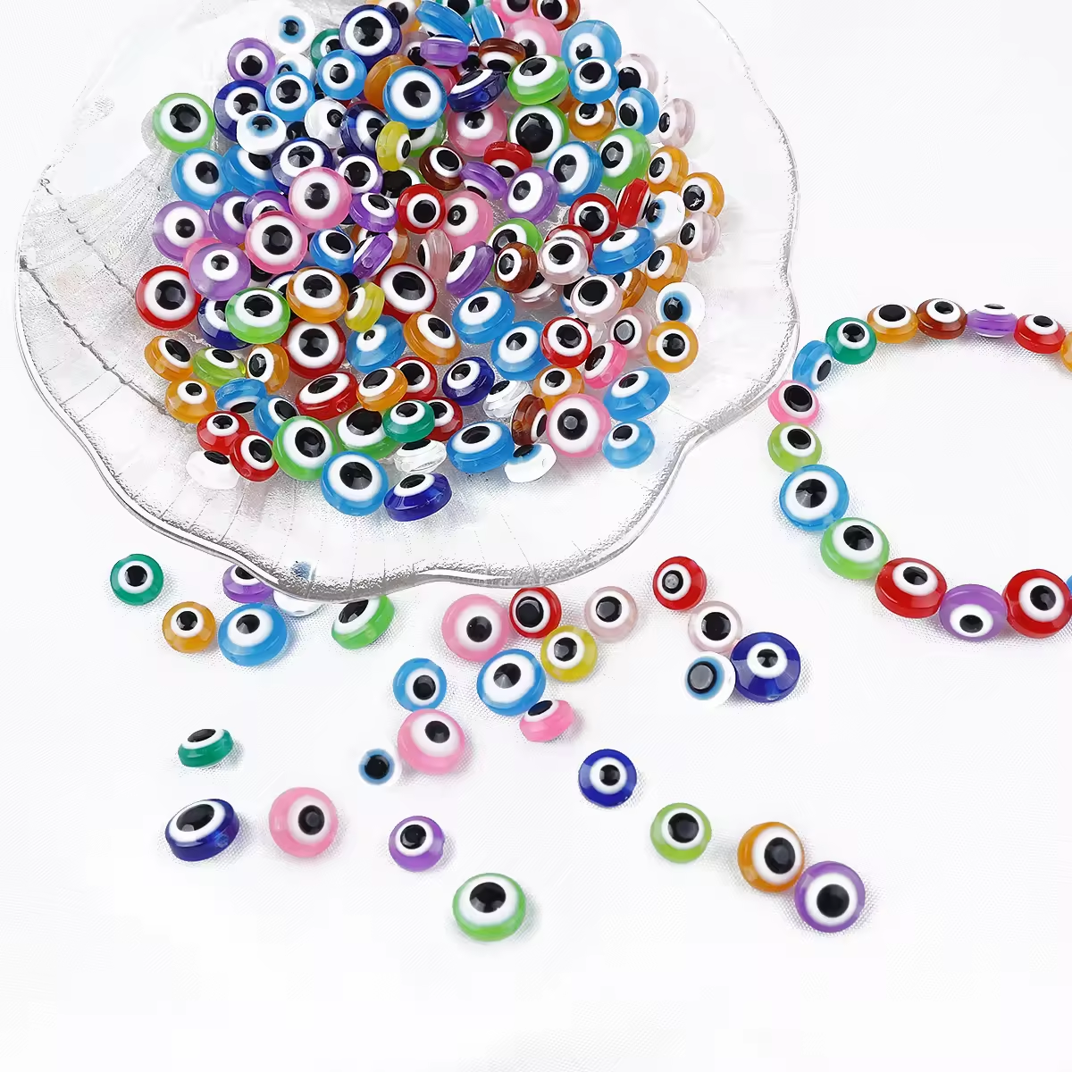 300pcs 5*8mm round glass eye loose beads DIY make bracelet necklace amulet beads