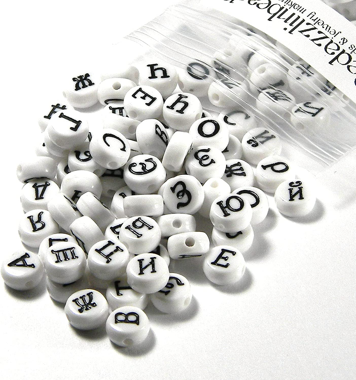 Flat Round Acrylic Russian Letter Beads Size 7x4mm Russian Alphabet DIY Beads