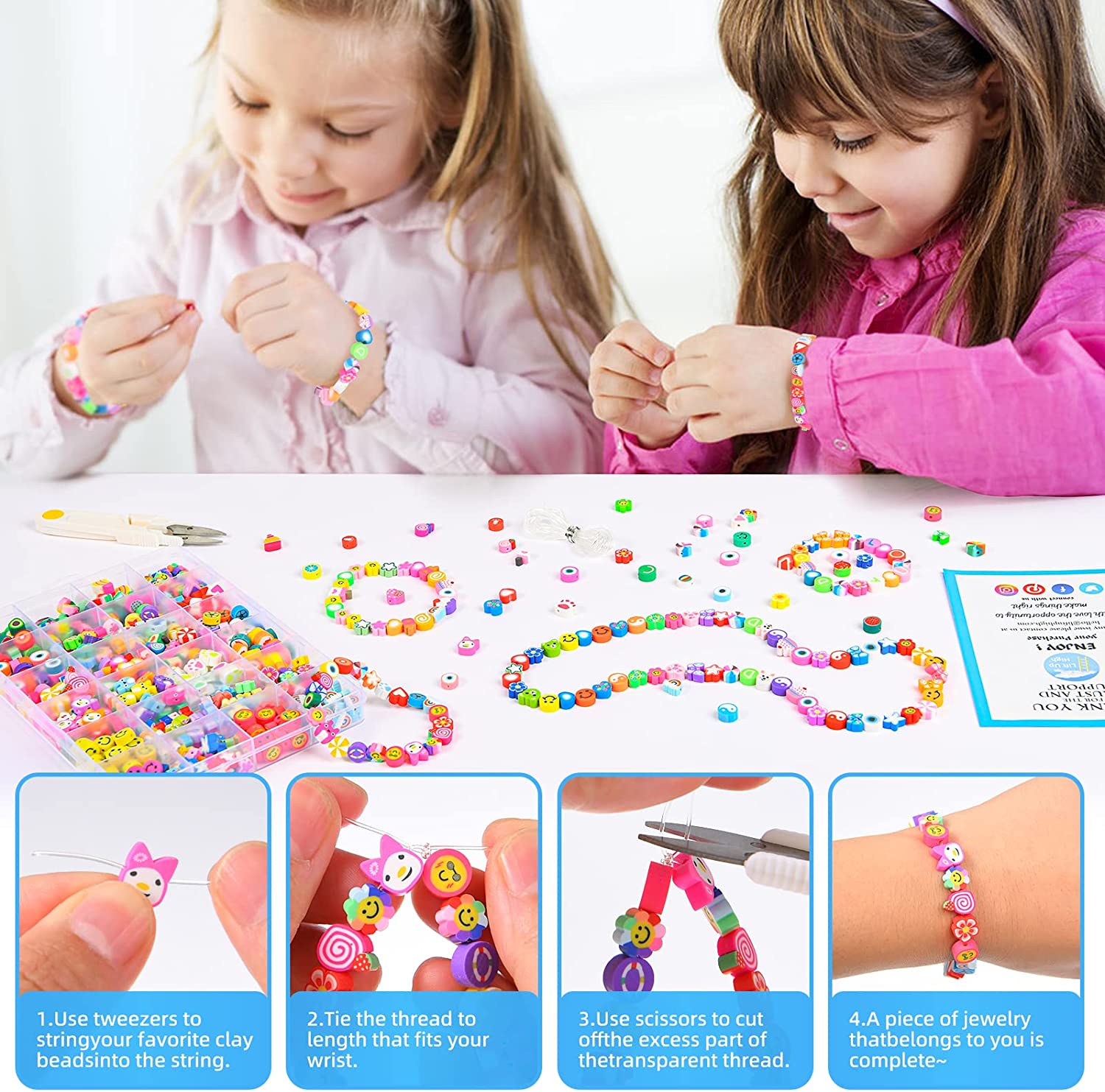 Polymer Clay Beads Kits DIY Making Fashion Cute Bracelet Necklace Earring Set