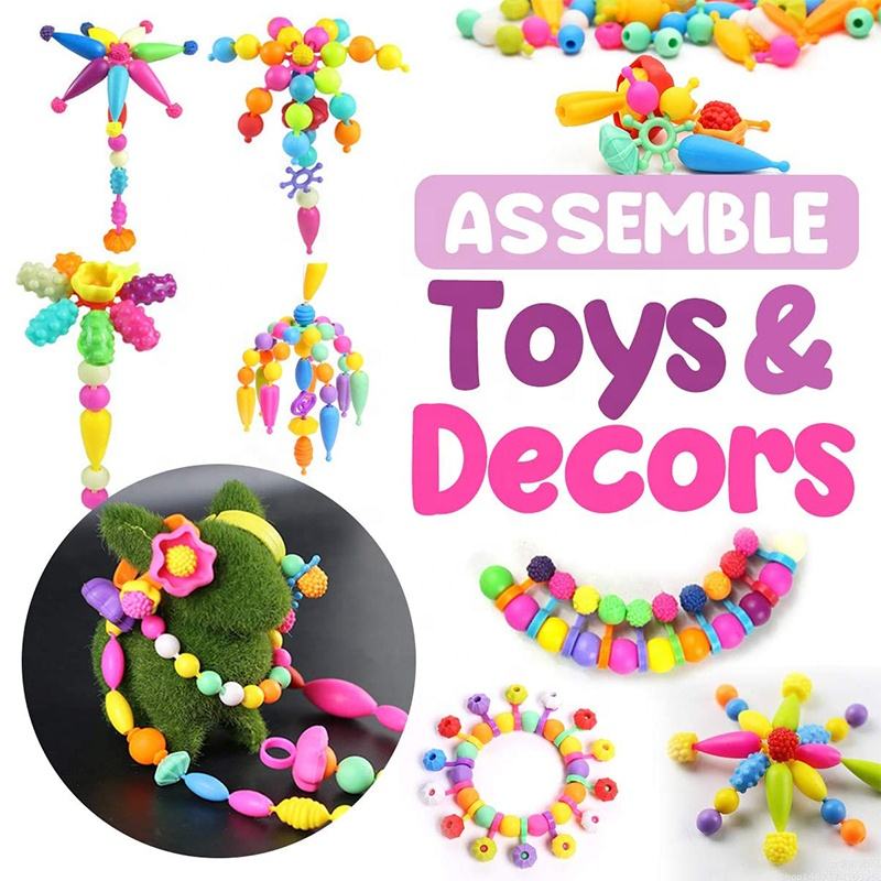 POP Funny Plastic Beads Kit Colorful Art Crafts Creativity DIY Jewelry Beads Set