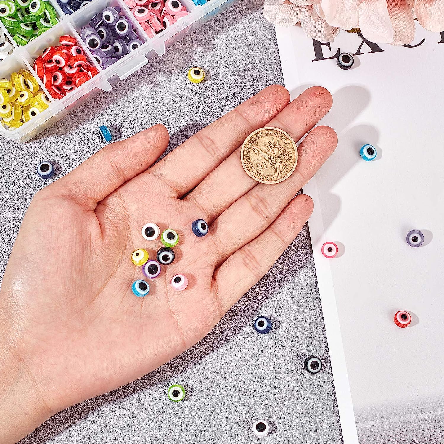 Flat round Eye Shaped Resin Beads for Women Jewelry Making Kit DIY Fashion Style