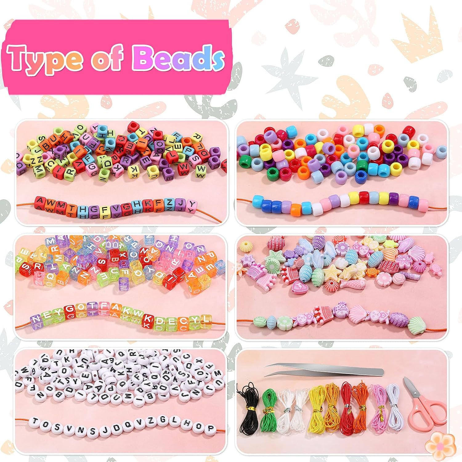 Candy Color Hole Beads 6MM Letter Kit Acrylic Plastic Beads DIY Jewelry Make Set