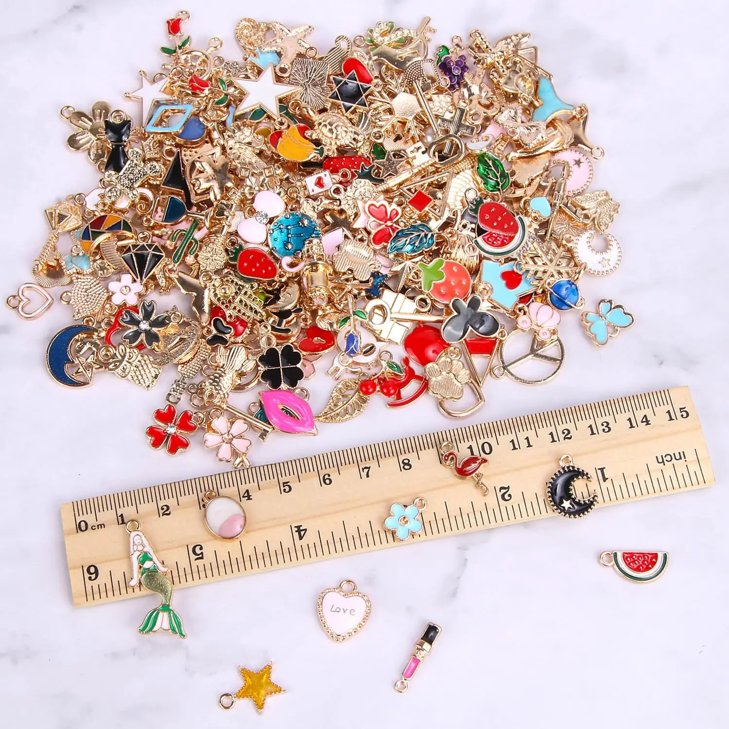 Gold Plated Enamel Pendants Set DIY Necklace Earrings Jewelry Making Bulk Charms