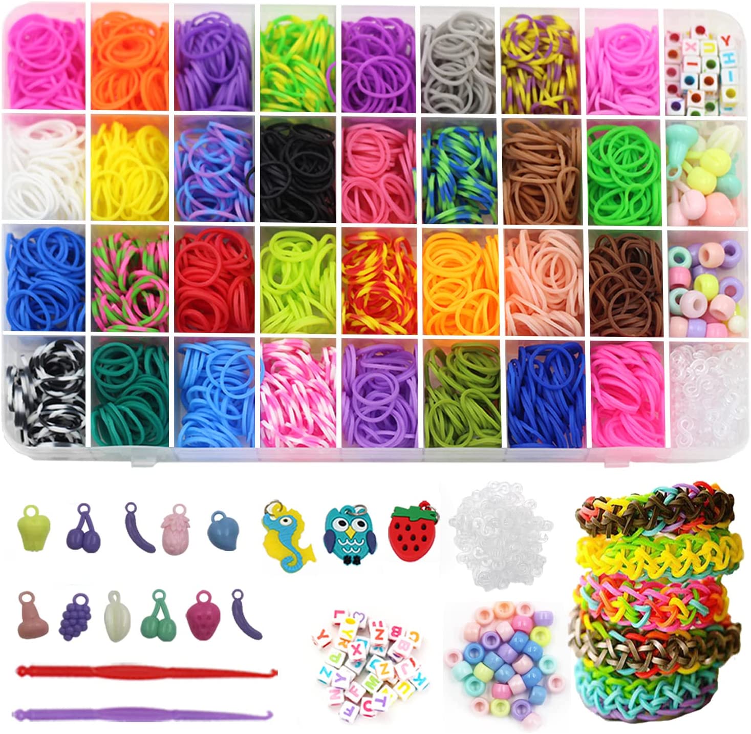 Colored Rubber Bands Kits Kids DIY knit Friendship Bracelets Educational Toy Set