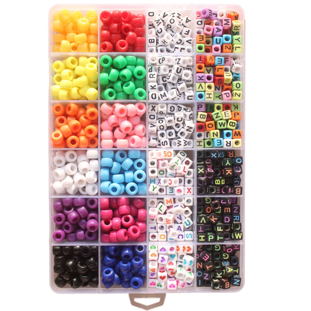 Candy Color Hole Beads 6MM Letter Kit Acrylic Plastic Beads DIY Jewelry Make Set