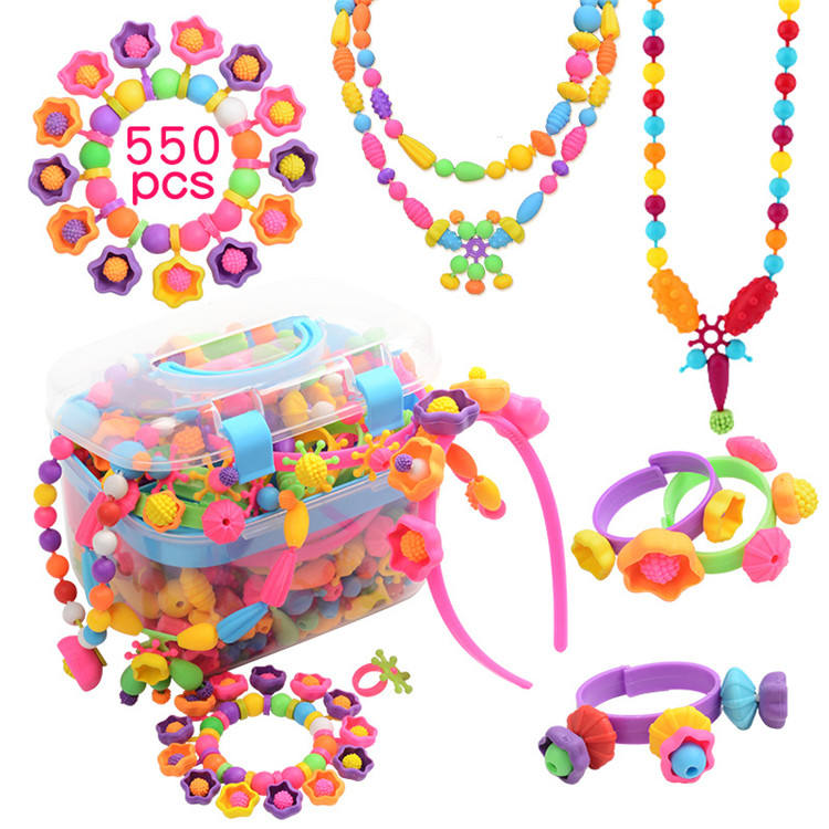 POP Funny Plastic Beads Kit Colorful Art Crafts Creativity DIY Jewelry Beads Set