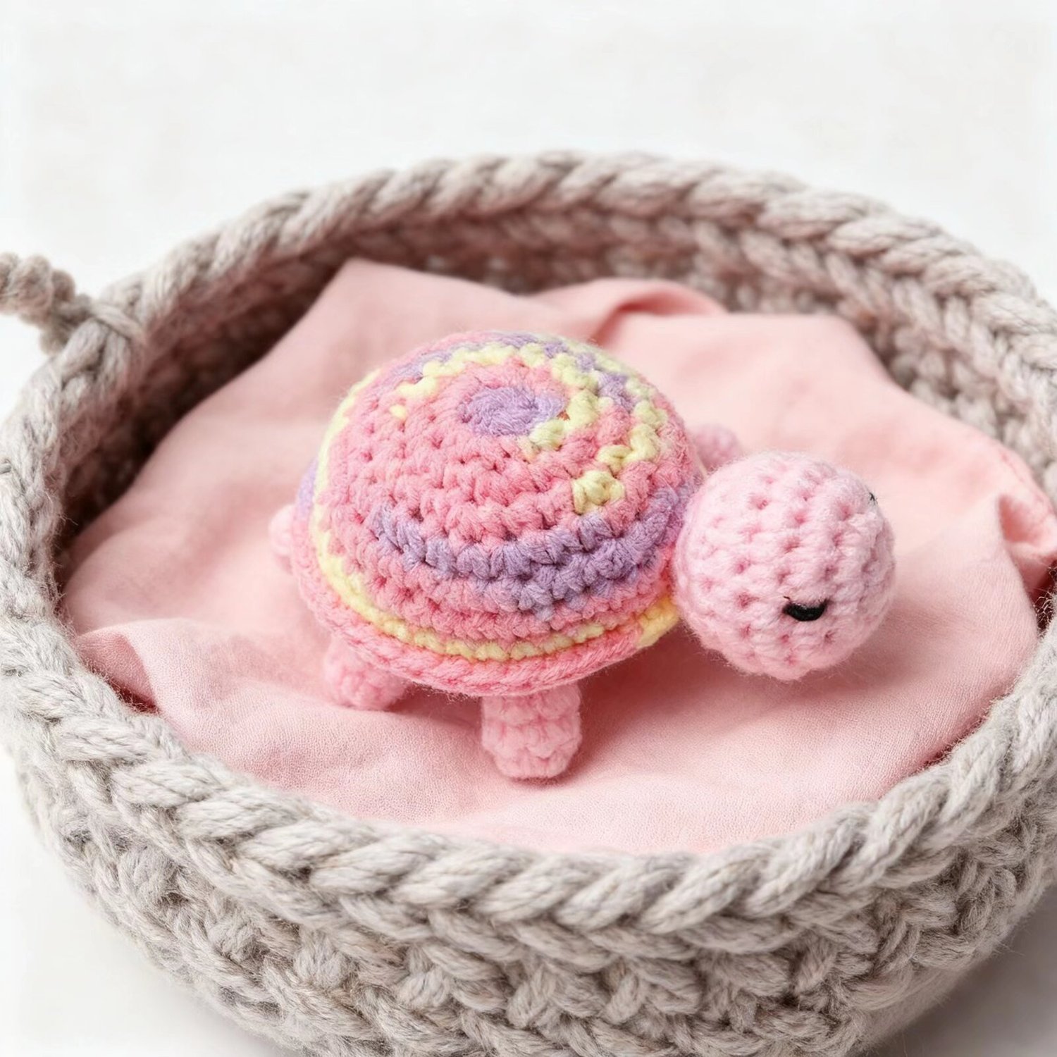Crochet Pastel Turtle Keychain Plush