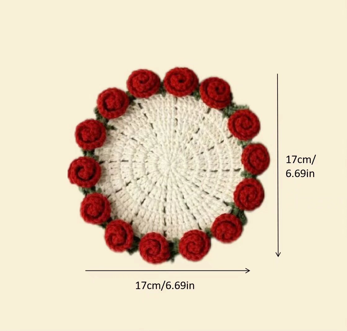 Crochet Rose Flower Coaster