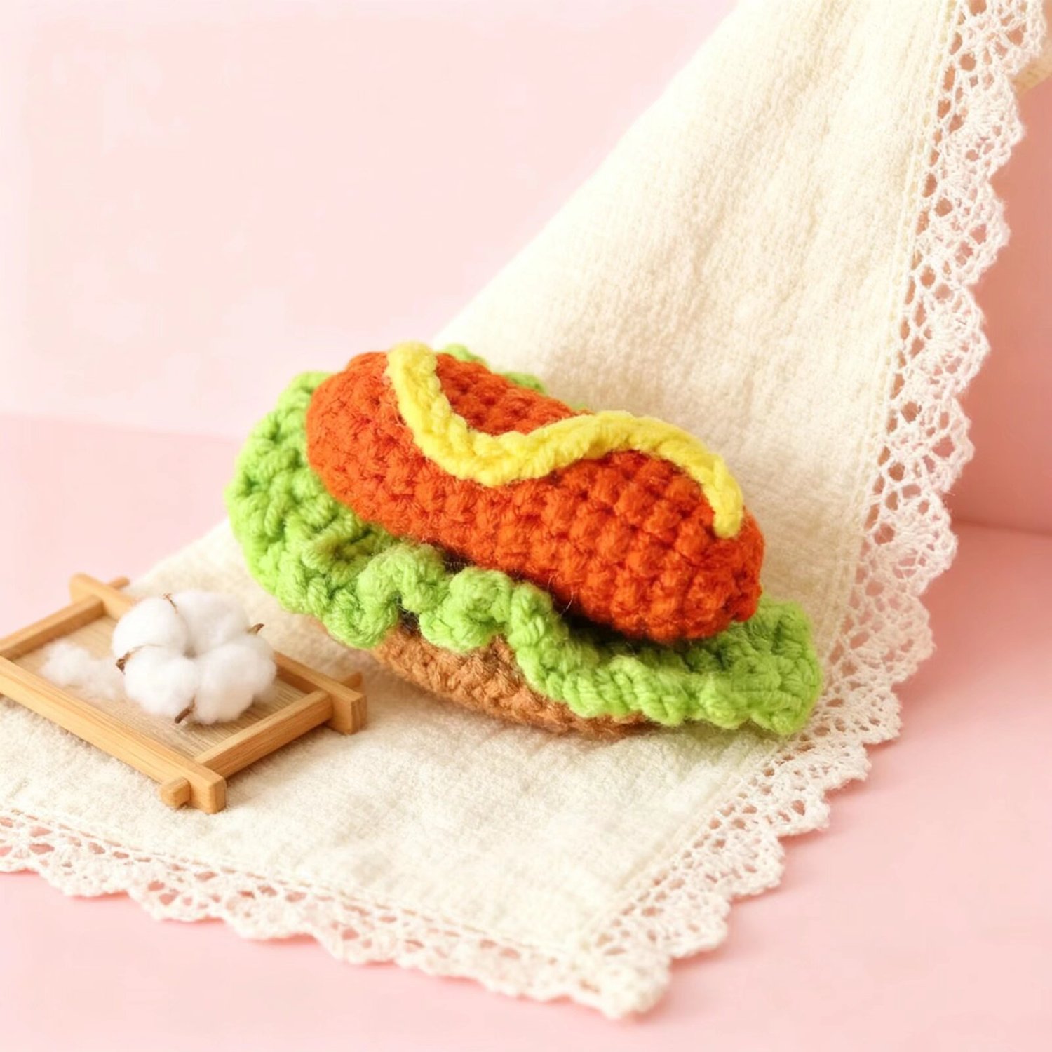 Mini Hot Dog Crochet Plush