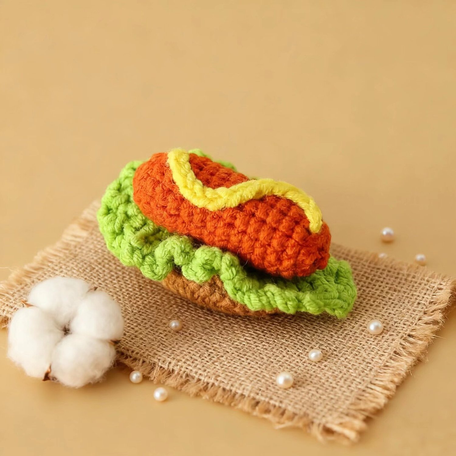 Mini Hot Dog Crochet Plush