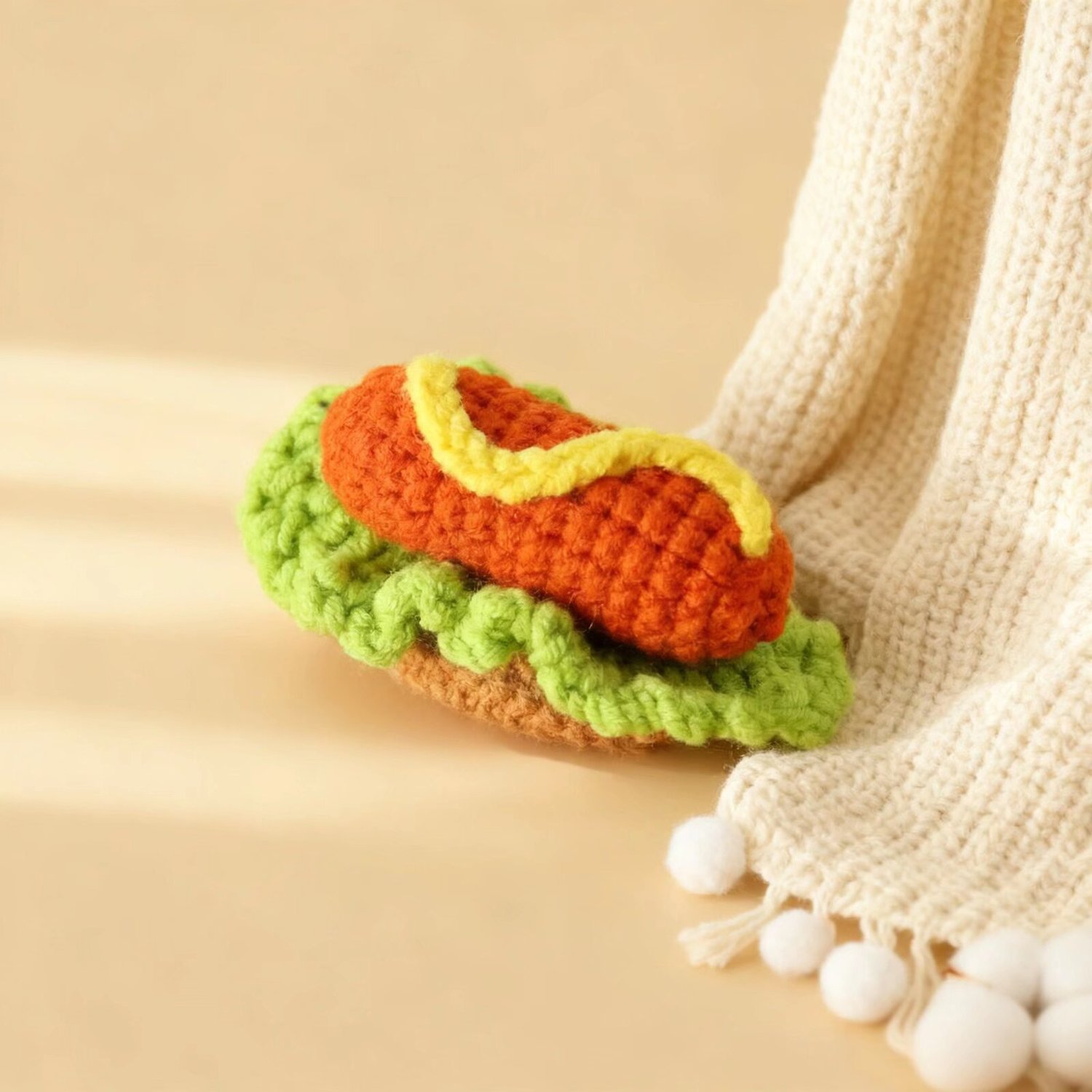 Mini Hot Dog Crochet Plush