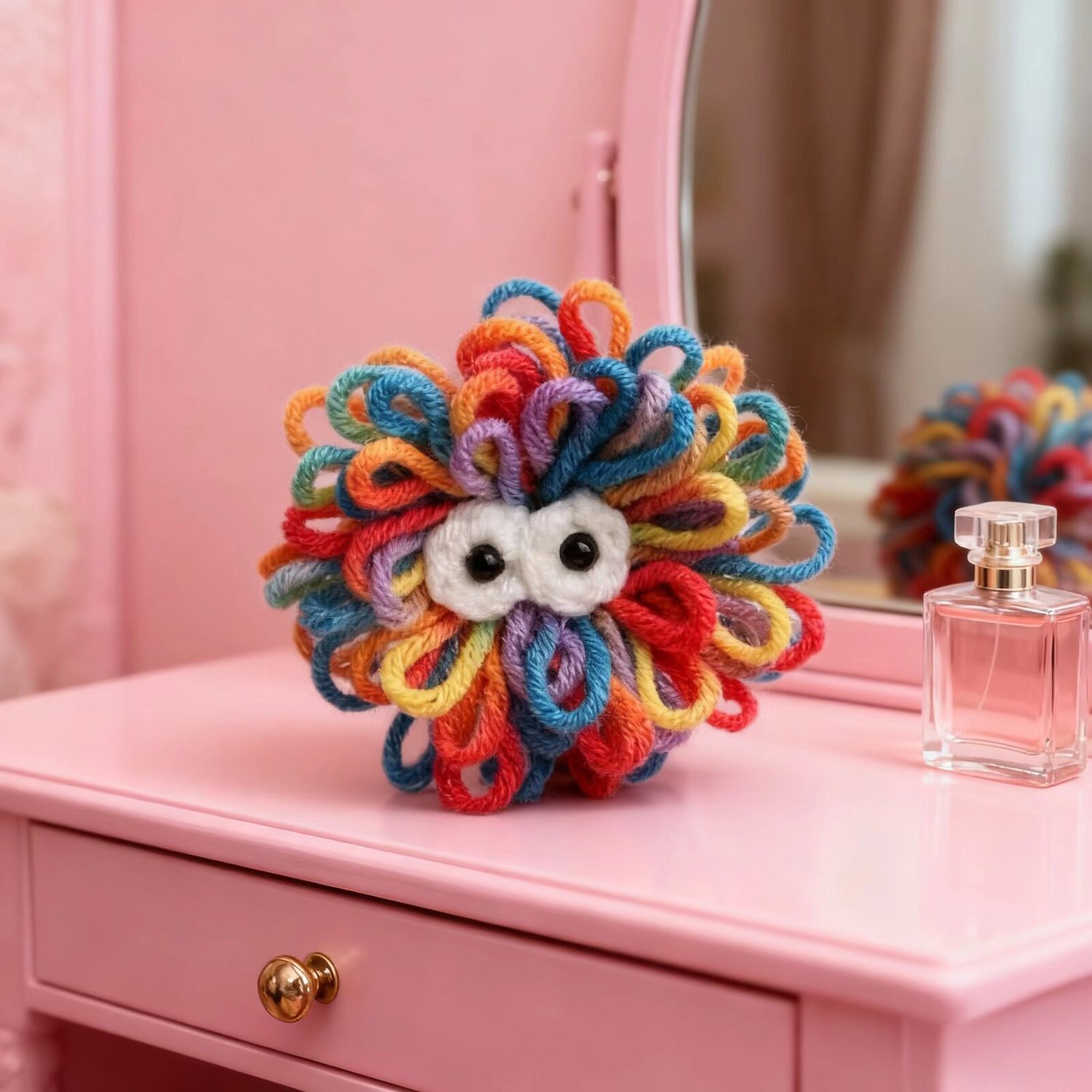 Rainbow Yarn Loop Brooch Pin