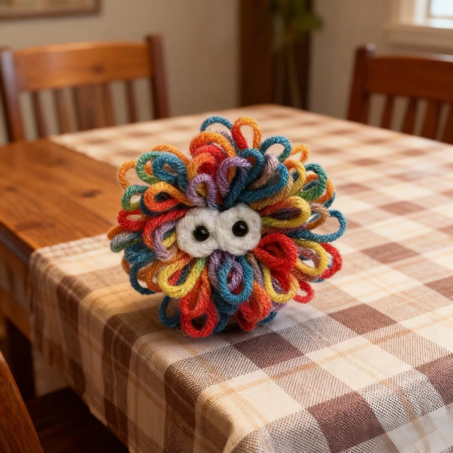 Rainbow Yarn Loop Brooch Pin