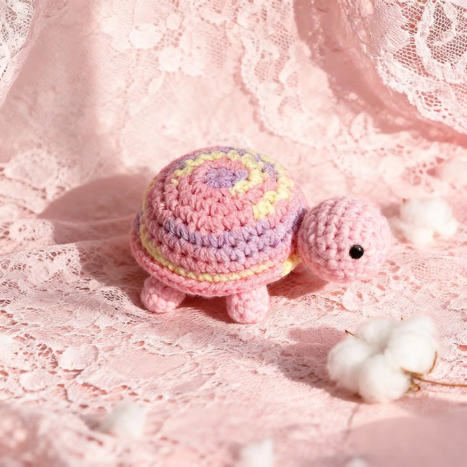 Crochet Pastel Turtle Keychain Plush