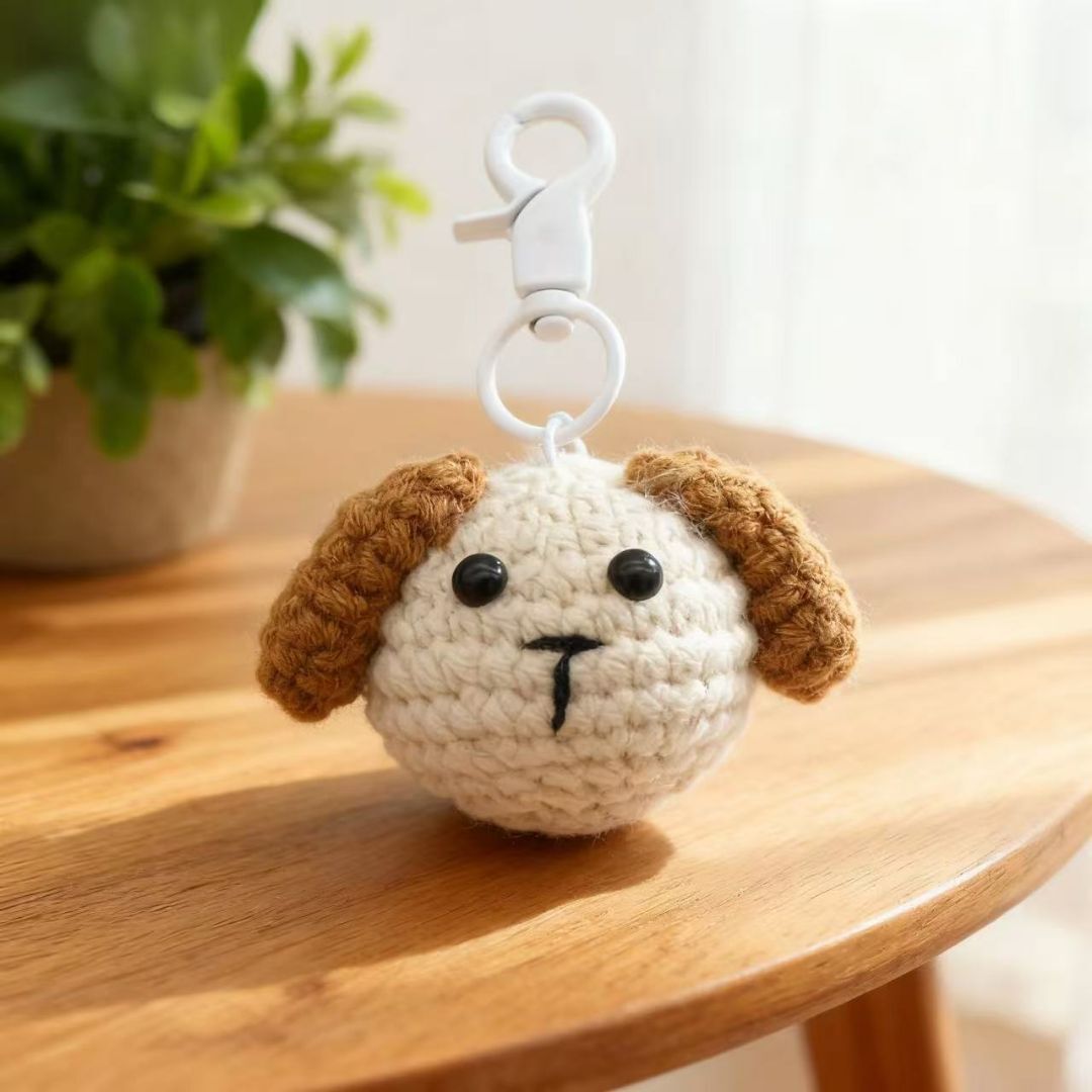 Crochet Dog Bear Whale Keychain Set