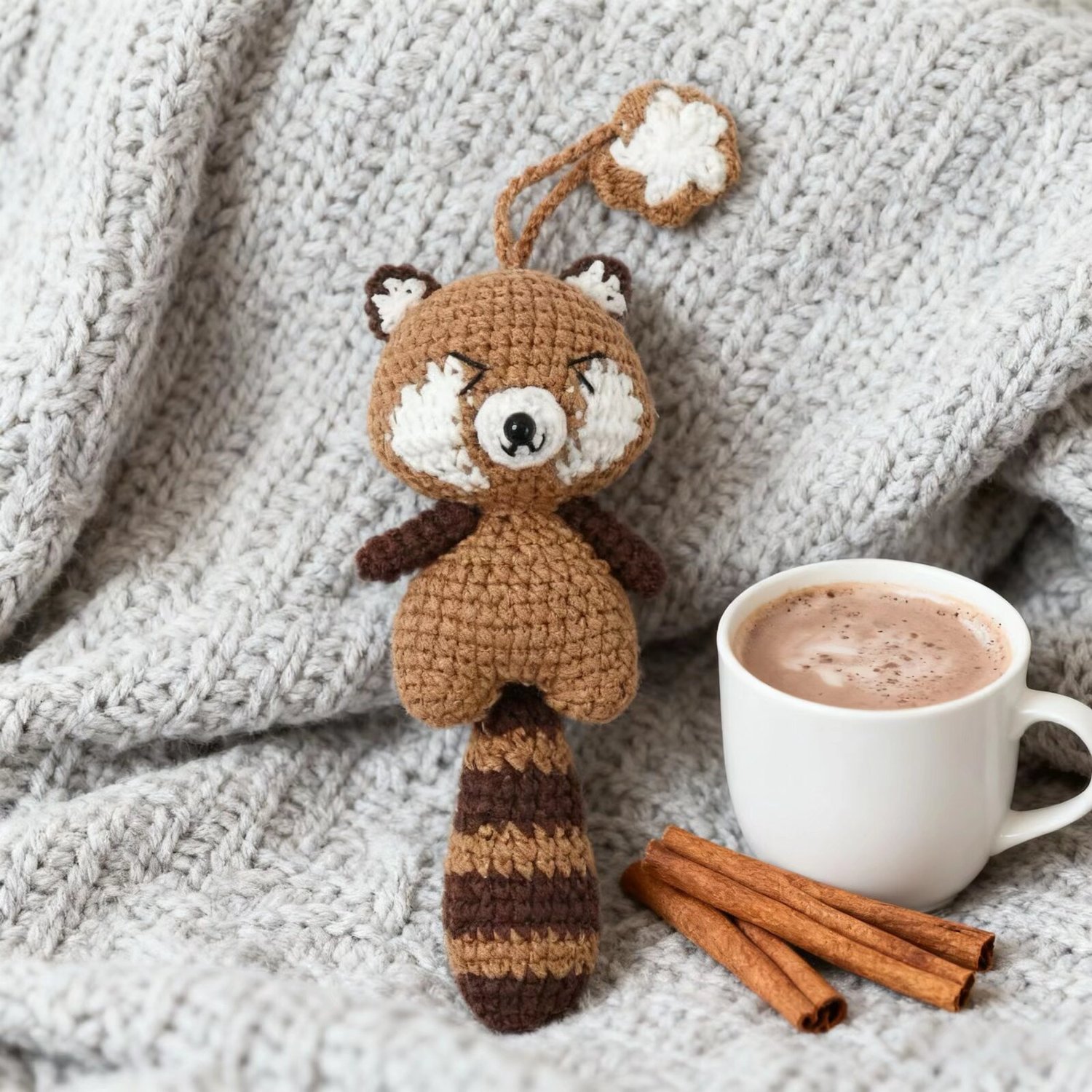 Crochet Raccoon Bag Charm Plush