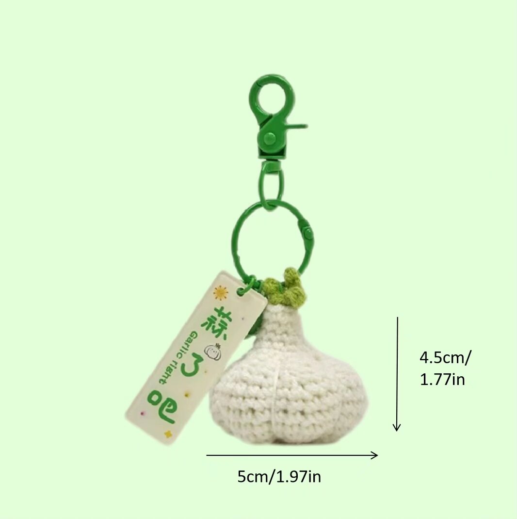 Crochet Garlic Keychain Amigurumi Charm