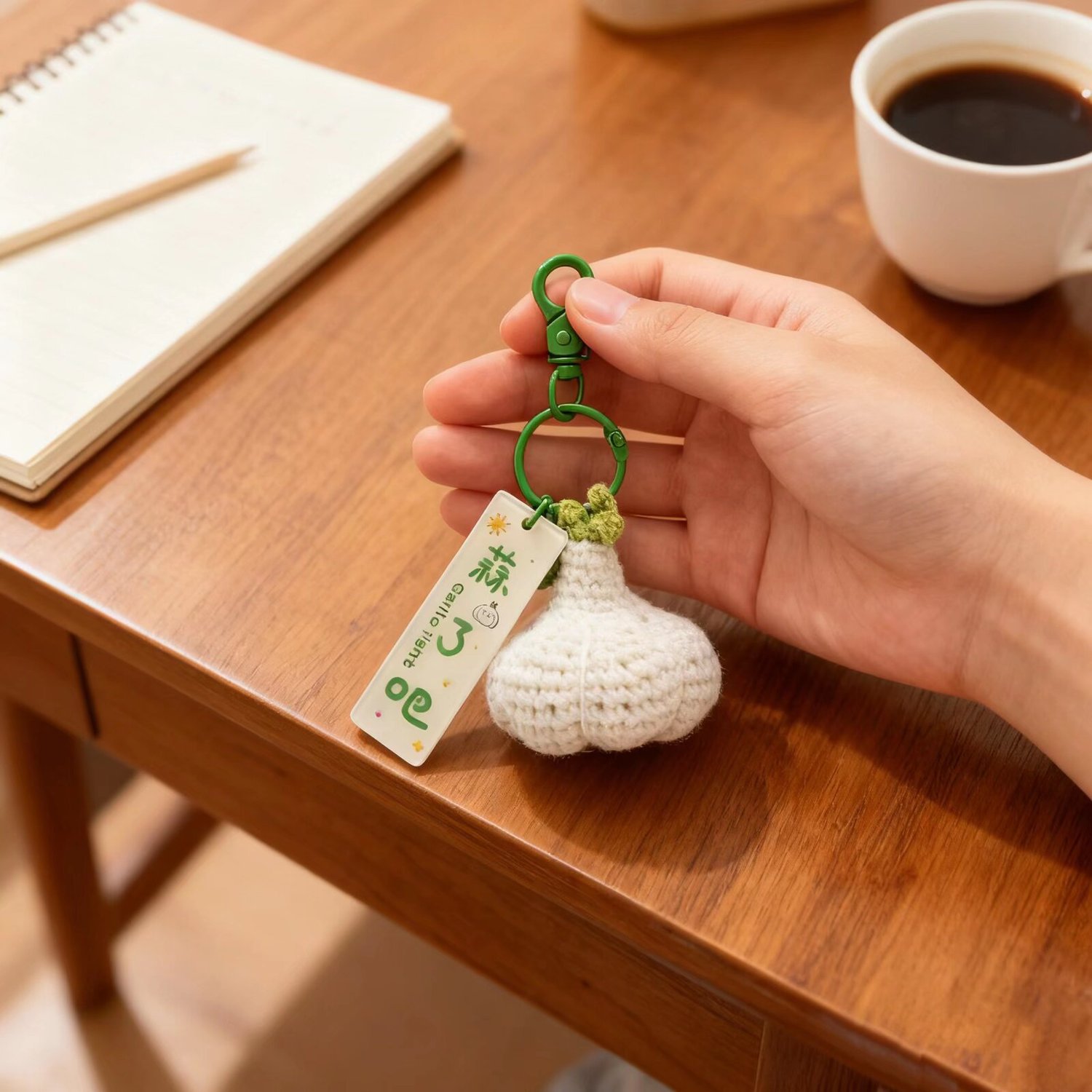 Crochet Garlic Keychain Amigurumi Charm