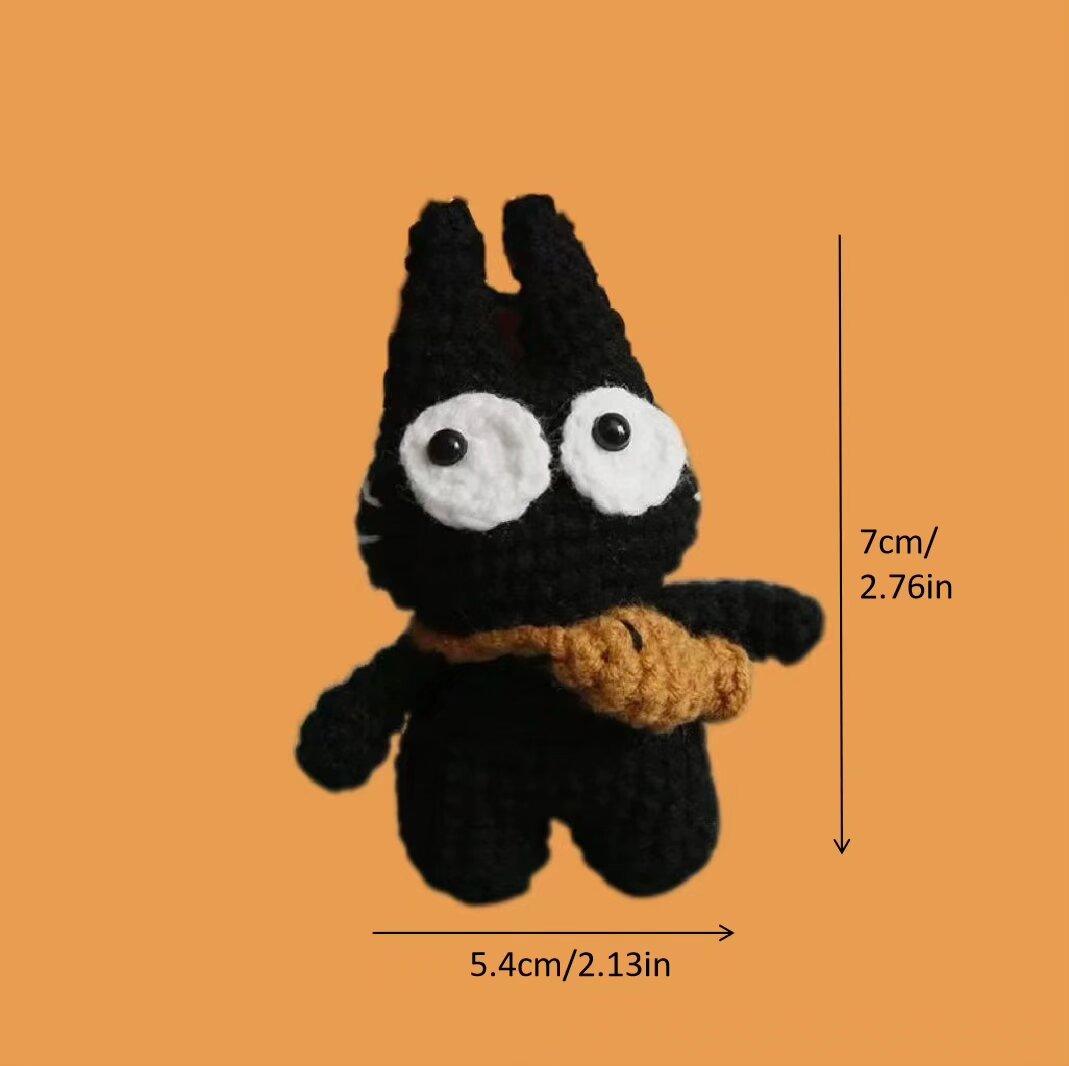 Crochet Black Cat Keychain Plush