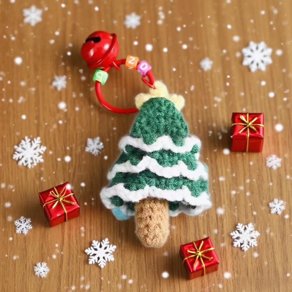 Christmas Tree Crochet Keychain