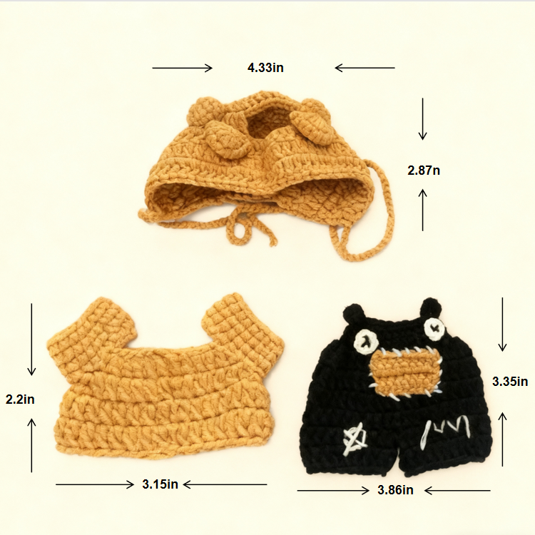 Crochet Bear Doll Clothes Set