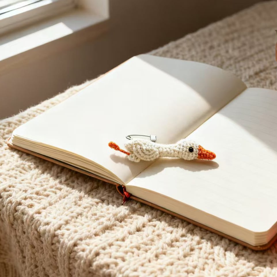 Crochet Duck Goose Brooch Pin